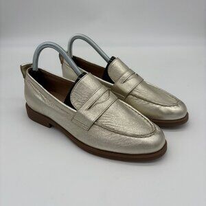 Cole Haan Women's Stassi Penny Loafer Soft Gold Leather Dress Shoes New